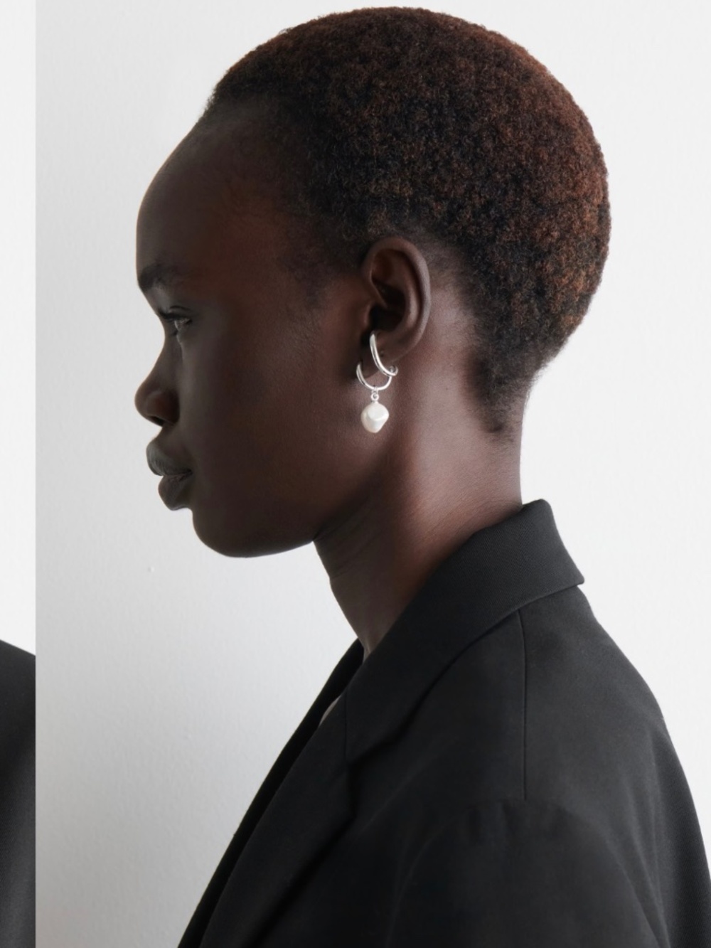 COS DOUBLE-HOOP PEARL EARRINGS